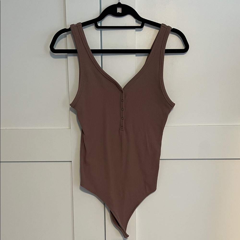 Abercrombie & Fitch Taupe Ribbed Bodysuit